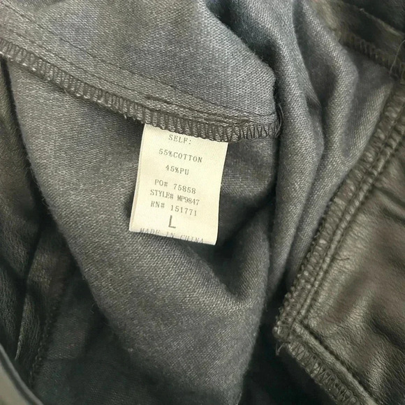 Kittenish Black Vegan Leather Lace Tie Front Pants Size Large Excellent Conditio - Picture 7 of 8